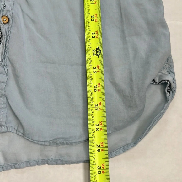 Zara Man Basic Slim Fit Lightweight Blue Long Sleeve Button Down Size Medium - Picture 10 of 11